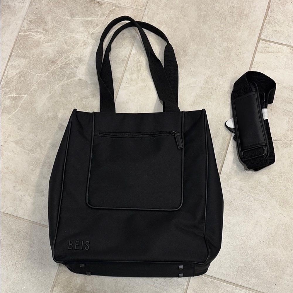 BEIS Black Tote with Detachable Strap